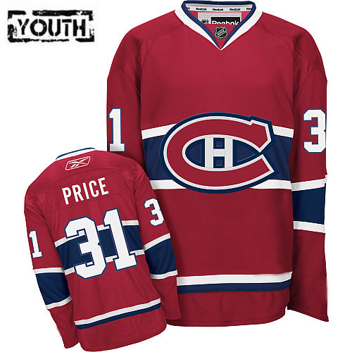 Best Montreal Canadiens 31 Carey Price Red Youth NHL Hockey Jersey